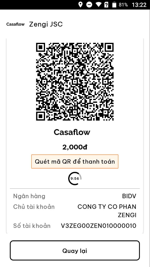 Bước 3 – quét mã QR