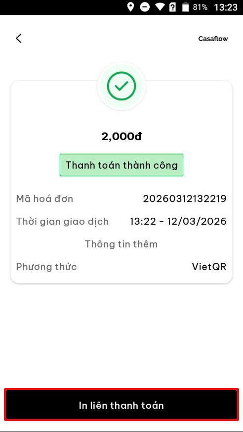 Bước 3 – chọn In liên thanh toán