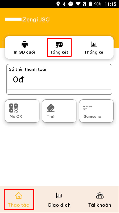 Bước 1 – chọn Tổng kết