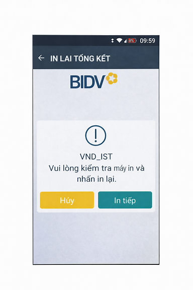 Lỗi in bill BIDV