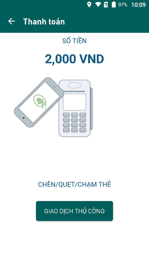 Bước 3 – chèn/quẹt/chạm thẻ