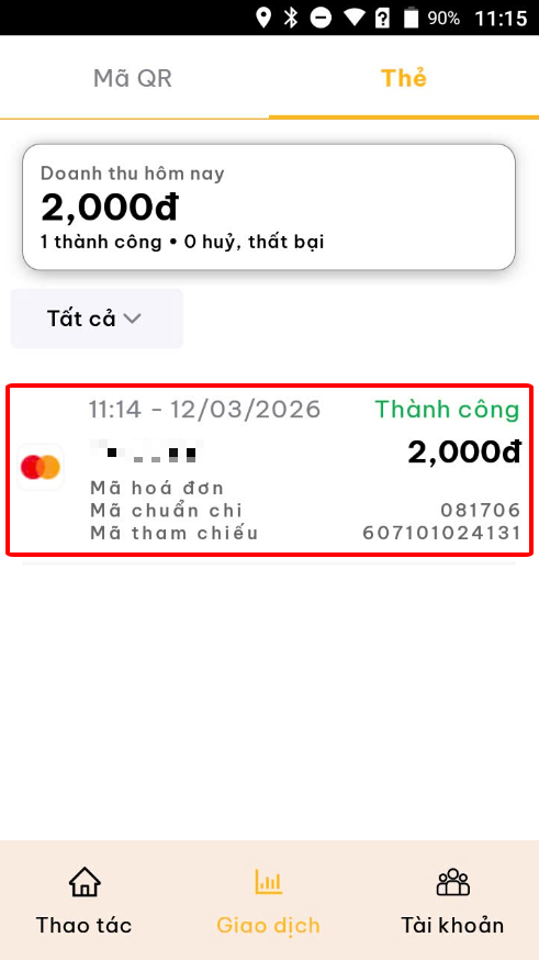Bước 2 – chọn GD cần hủy